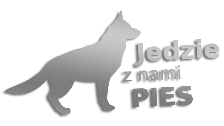 naklejka jedzie z nami pies srebrna.jpg