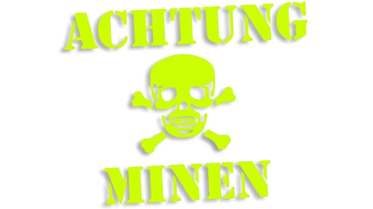naklejka achtung minen czaszka zolta neon.jpg
