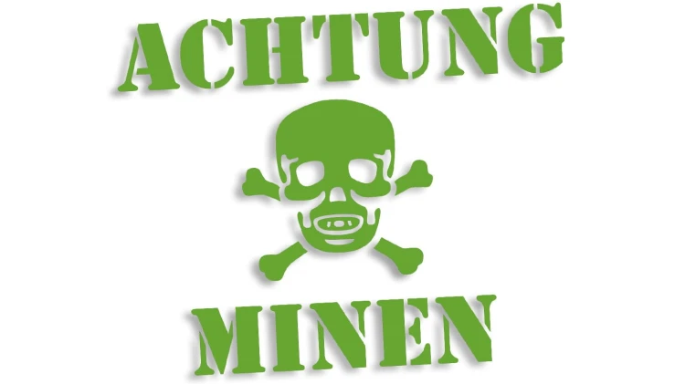 naklejka achtung minen czaszka jasny zielony.jpg