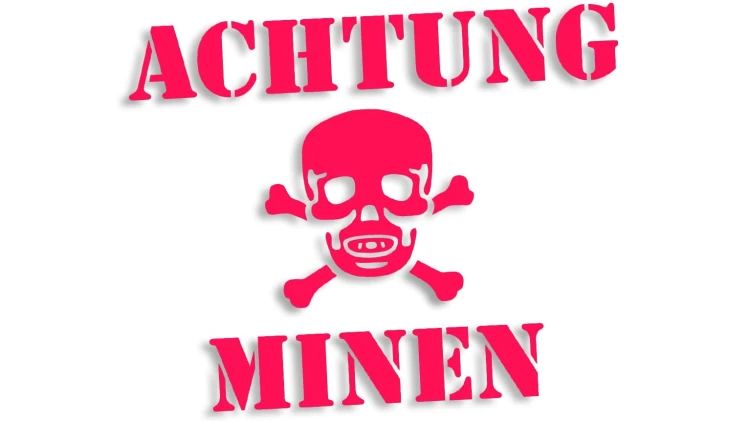 naklejka achtung minen czaszka rozowa neon.jpg
