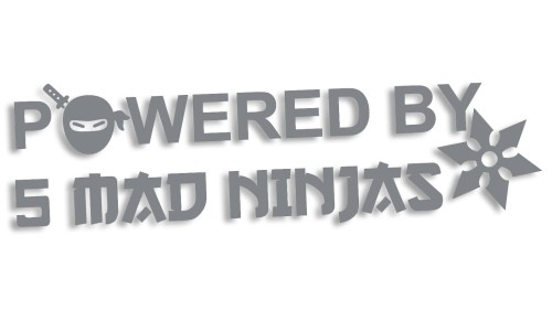 naklejka powered by 5 mad ninjas jdm japan szara.jpg