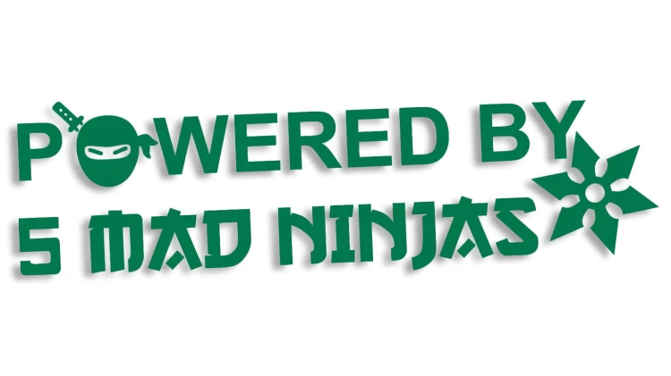 naklejka powered by 5 mad ninjas jdm japan zielona.jpg