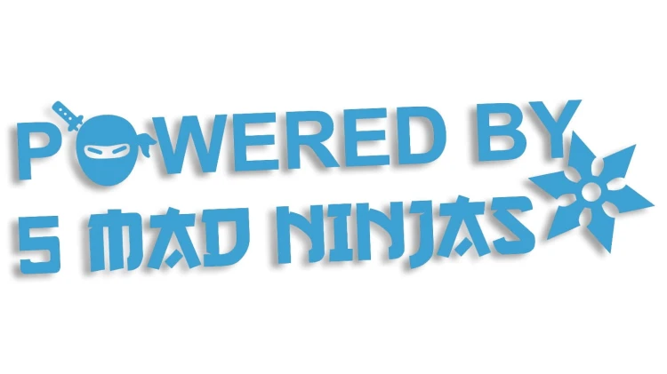 naklejka powered by 5 mad ninjas jdm japan blekitna.jpg
