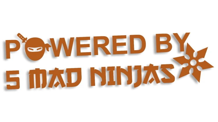 naklejka powered by 5 mad ninjas jdm japan brazowa.jpg