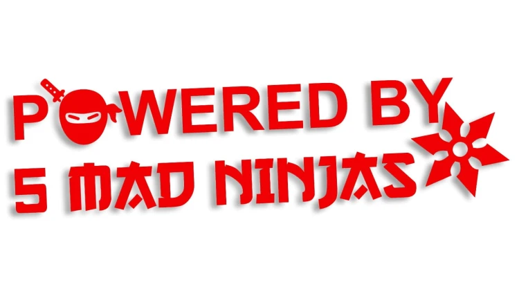 naklejka powered by 5 mad ninjas jdm japan czerwona neon.jpg