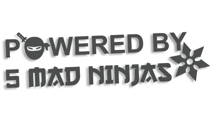 naklejka powered by 5 mad ninjas jdm japan grafitowa.jpg