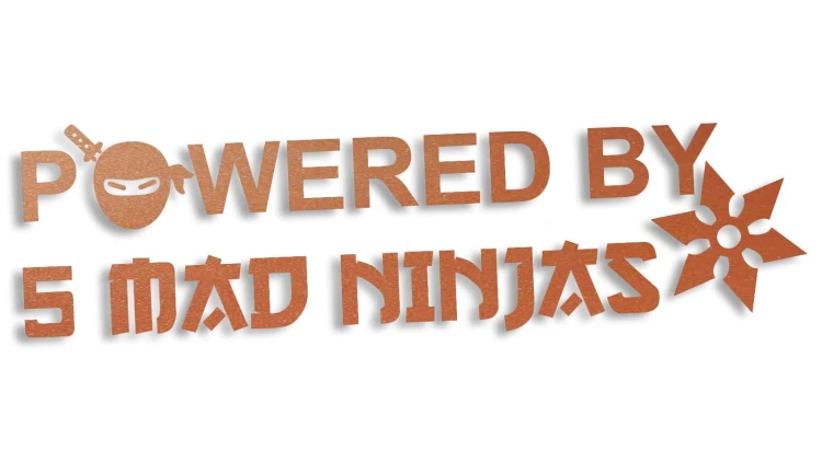 naklejka powered by 5 mad ninjas jdm japan miedziana.jpg