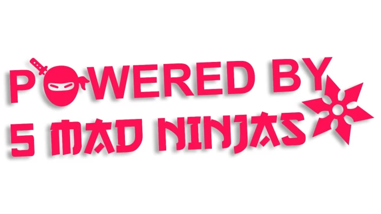 naklejka powered by 5 mad ninjas jdm japan rozowa neon.jpg