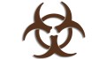 naklejka zagrozenie biologiczne biohazard ciemny brazowy.jpg