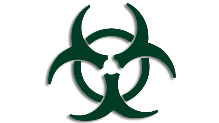 naklejka zagrozenie biologiczne biohazard ciemny zielony.jpg