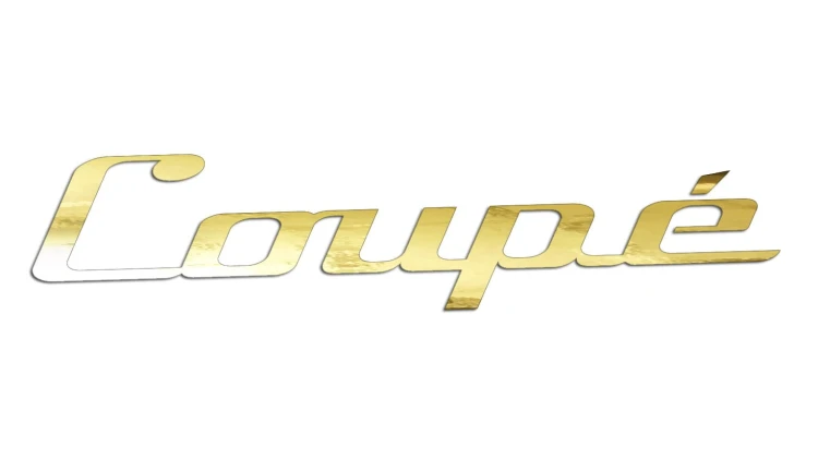 Naklejka samochodowa Coupe kursywa - eleganckie litery na karoserię - złoty chrom