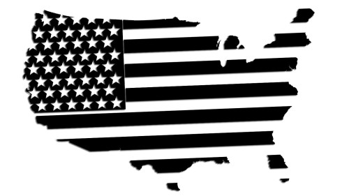Naklejka na auto mapa USA flaga Stanów Zjednoczonych - styl amerykański - czarna