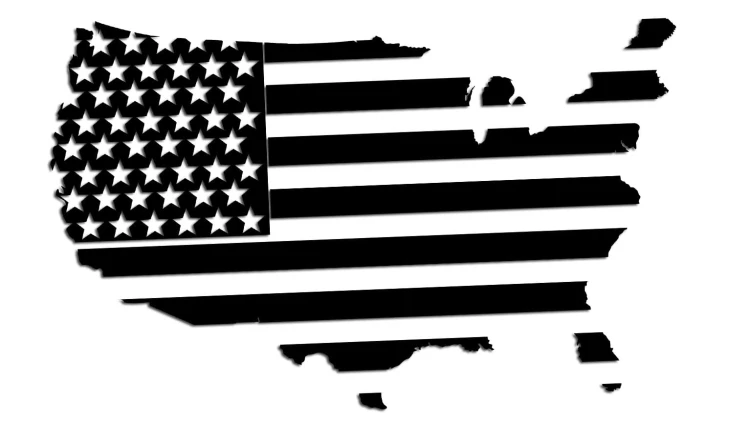 Naklejka na auto mapa USA flaga Stanów Zjednoczonych - styl amerykański - czarna