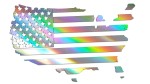 Naklejka FLAGA USA - MAPA - STANY ZJEDNOCZONE - holograficzna