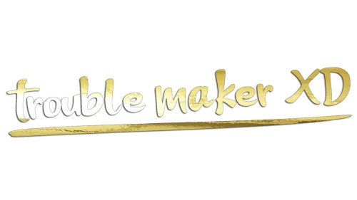 Naklejka na auto trouble maker XD napisy - śmieszny napis tuningowy - złoty chrom
