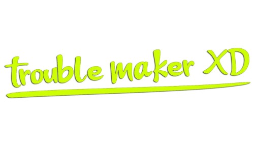 Naklejka na auto trouble maker XD napisy - śmieszny napis tuningowy - neon