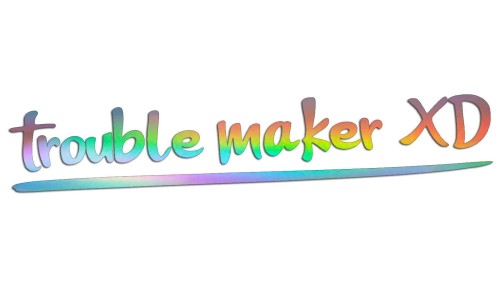 Naklejka na auto trouble maker XD napisy - śmieszny napis tuningowy - holograficzna