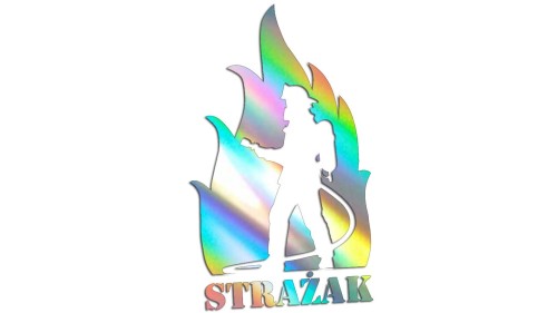 Naklejka na auto STRAŻAK ogień sylwetka - dla członków OSP PSP - holograficzna