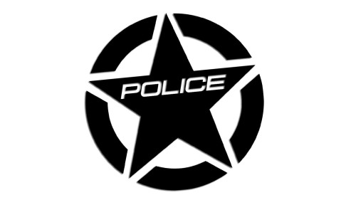 Naklejka gwiazda POLICE - styl amerykański radiowóz - czarna