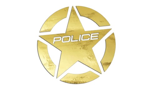 Naklejka gwiazda POLICE - styl amerykański radiowóz - złoty chrom