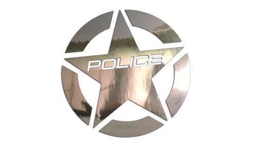 Naklejka gwiazda POLICE - styl amerykański radiowóz - chrom