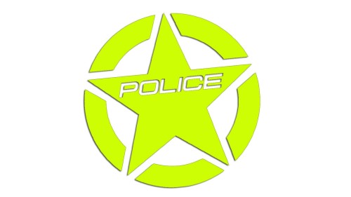 Naklejka gwiazda POLICE - styl amerykański radiowóz - neon