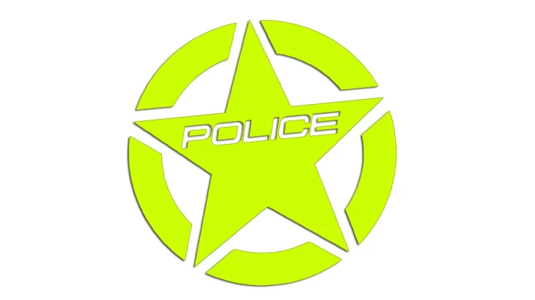 Naklejka gwiazda POLICE - styl amerykański radiowóz - neon