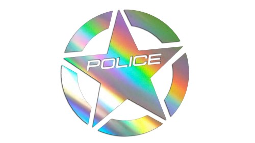 Naklejka gwiazda POLICE - styl amerykański radiowóz - holograficzna