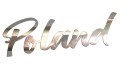 Naklejka na auto napis Poland kaligrafia - polski symbol na szybę - chrom