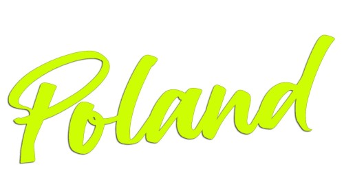 Naklejka na auto napis Poland kaligrafia - polski symbol na szybę - neon