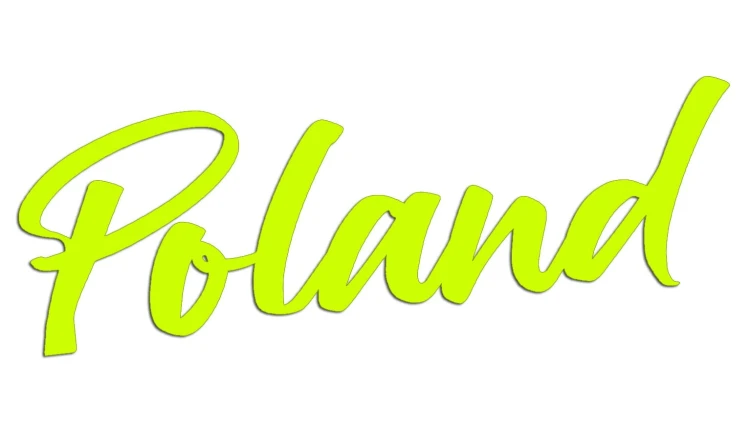 Naklejka na auto napis Poland kaligrafia - polski symbol na szybę - neon