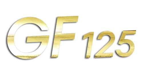 naklejka gf125 na skuter lub motor złoty chrom