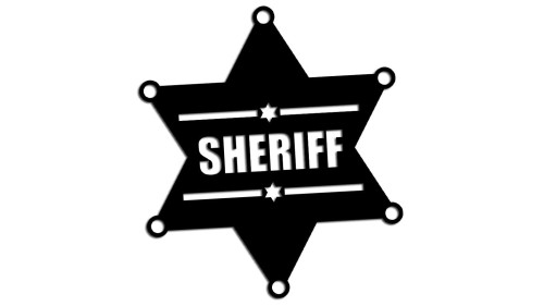 Naklejka na auto gwiazda szeryfa napis SHERIFF  - styl amerykański western - czarna
