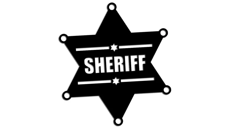 Naklejka na auto gwiazda szeryfa napis SHERIFF  - styl amerykański western - czarna