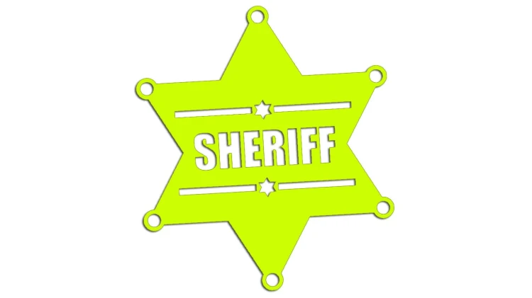 Naklejka na auto gwiazda szeryfa napis SHERIFF - styl amerykański western - neonowa
