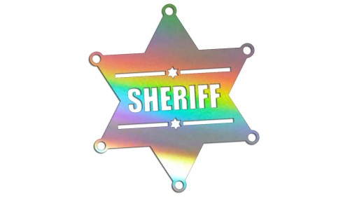 Naklejka na auto gwiazda szeryfa napis SHERIFF - styl amerykański western - holograficzna