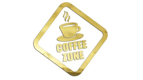 Naklejka dekoracyjna Coffee Zone - motyw kawy do kuchni i biura - złoty chrom