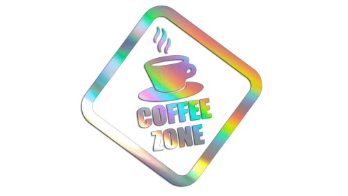 Naklejka dekoracyjna Coffee Zone - motyw kawy do kuchni i biura - holograficzna