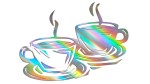 Naklejka FILIŻANKI - KAWA - HERBATA - holograficzna