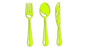 Naklejka na ścianę kuchni sztućce widelec łyżka nóż - dekoracja do restauracji baru - neon