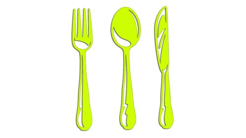 Naklejka na ścianę kuchni sztućce widelec łyżka nóż - dekoracja do restauracji baru - neon