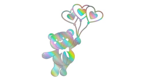 Naklejka miś z balonami serca - dekoracja do pokoju dziecka na ścianę meble holograficzna