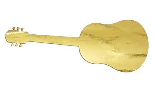 Naklejka gitara akustyczna - minimalistyczny instrument złoty chrom