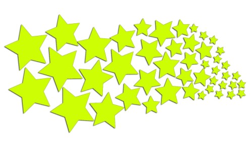 Zestaw naklejek Gwiazdki - mix rozmiarów - żółty neon