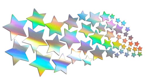 Zestaw naklejek Gwiazdki - mix rozmiarów - holograficzne