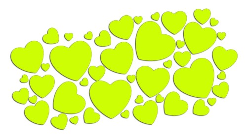 Naklejki serduszka zestaw mix rozmiarów - serca na auto i ściany - żółty neon