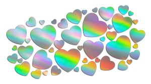 SERDUSZKA SERCE 45 SZTUK różne rozmiary - holograficzna