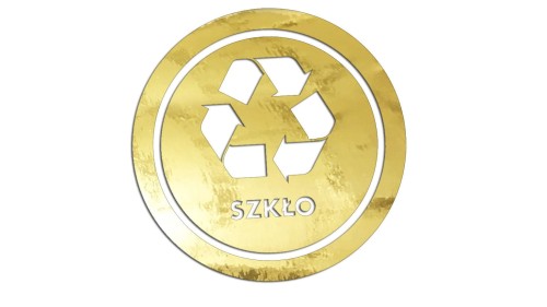 Naklejka szkło - segregacja odpadów złoty chrom