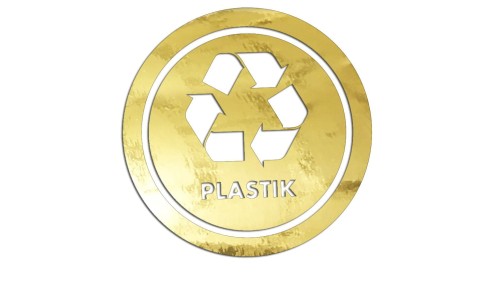 Naklejka PLASTIK - segregacja odpadów złoty chrom