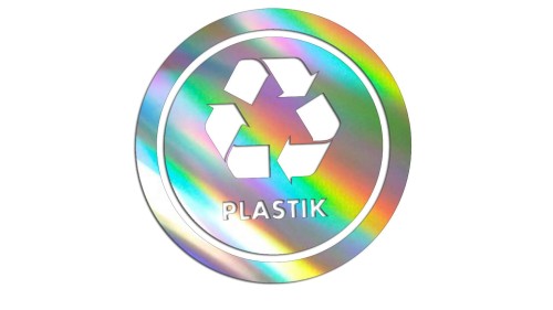 Naklejka PLASTIK - segregacja odpadów holograficzna